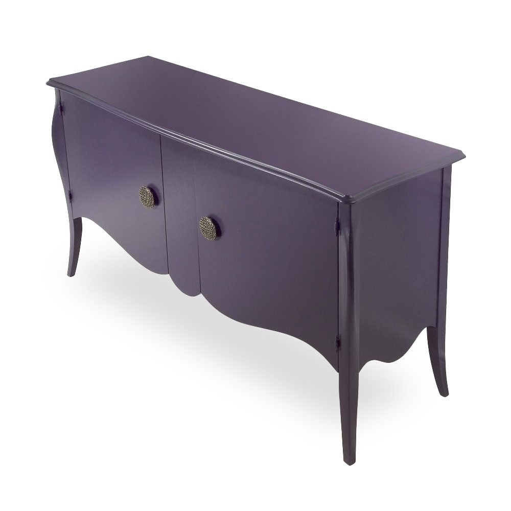 Sideboard in solid wood with two door and metal cast handles